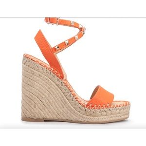 NEW ! VALENTINO GARAVANI 125mm Rockstud Double Wedge Espadrilles SIZE 11 !